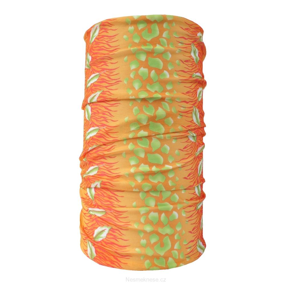 Multifunkční šátek oranžový lístky