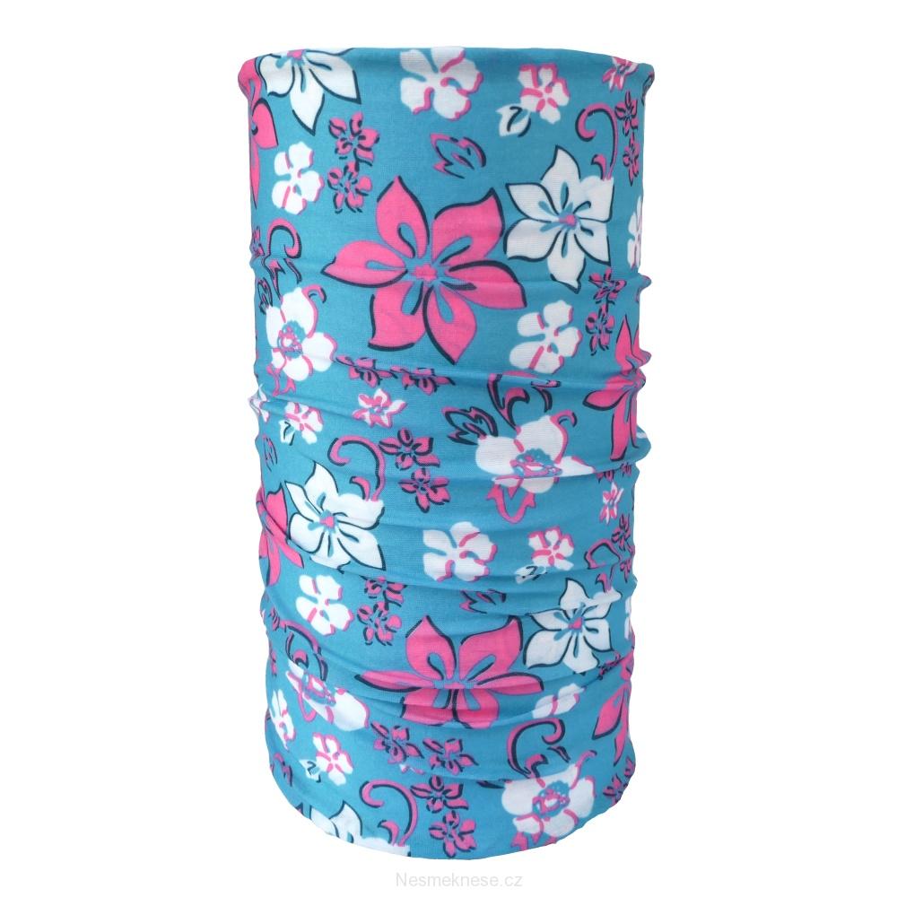 Multifunkční šátek modrý s květy